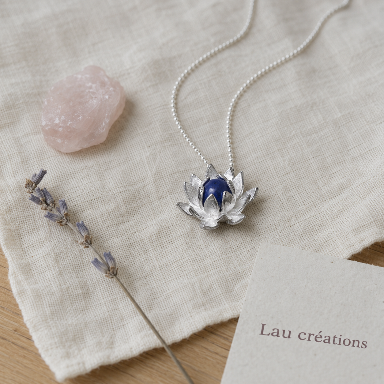 Collier Lapis Lazuli Lotus
